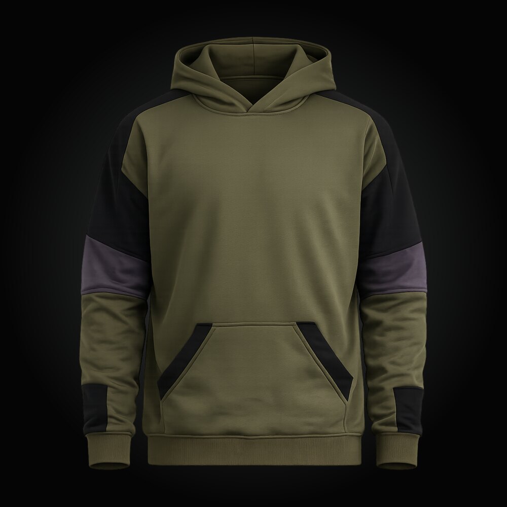 Hoodie Panel SAREZ en Verde Militar, vista frente